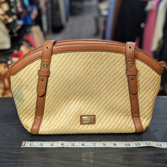 Lauren Ralph Lauren Basket Weave Satchel Bag - Picture 9 of 10